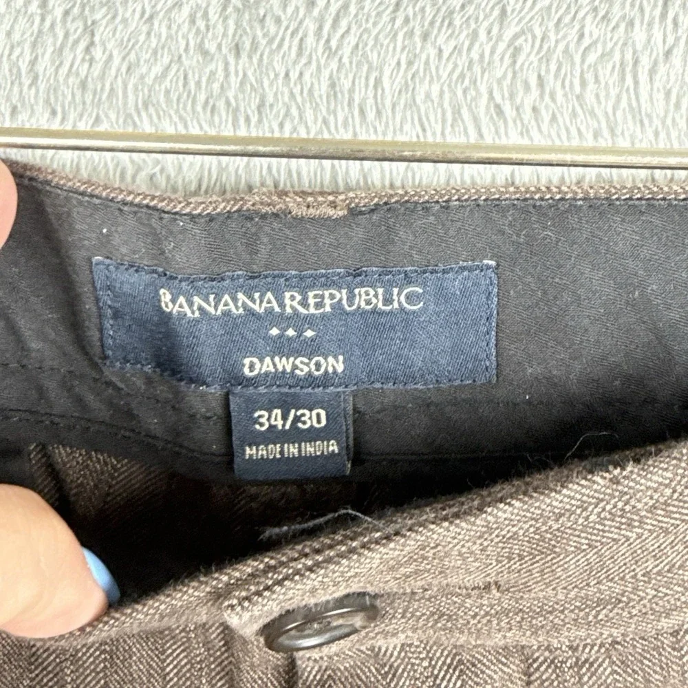 Banana Republic Dawson Pants Mens 34x30 Brown Houndstooth Cotton Office